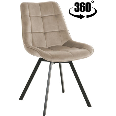 Silla giratoria LAPO tapizada en terciopelo beige