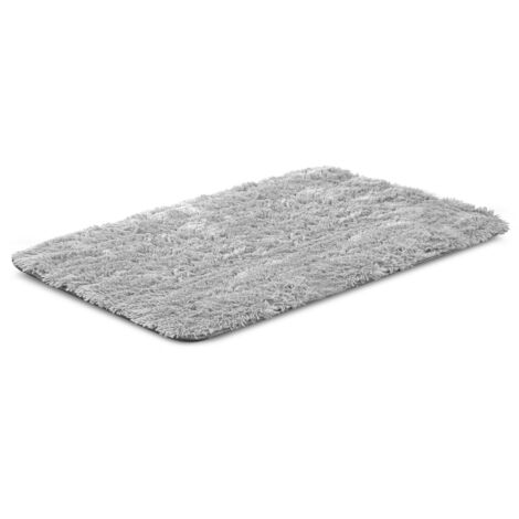 Alfombrilla para cama de perro de 120x80 cm, de pelo largo, gris claro, antideslizante.