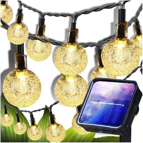 GUIRNALDA SOLAR PARA JARDÍN DE 6 m, LÁMPARAS SOLARES, BOMBILLAS, 40 BOLAS DE CADENA, BALCÓN (1/5)