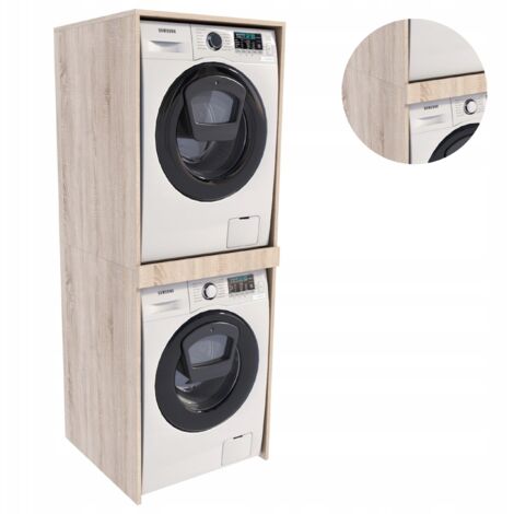 Mueble de baño TS Sonoma con estante de columna y armario encima de la lavadora y secadora