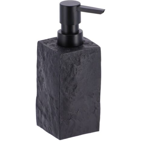 Dispensador de jabón 260 ml bomba cuadrada de poliresina efecto piedra negro mate - negro - Tendance