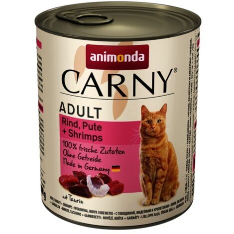 Animonda Carny Adult - Carne de res, pavo y camarones para gatos adultos