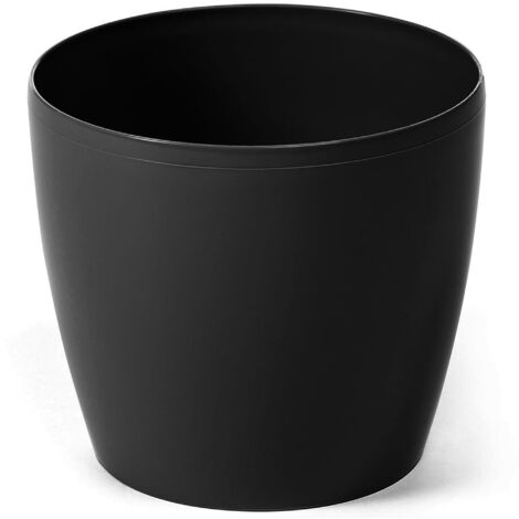 Maceta de plástico negro con tapa, 25 cm, Magnolia (1/4)