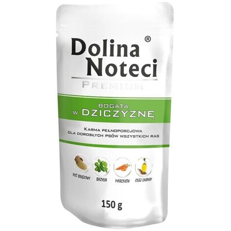 Alimento húmedo para perros Dolina Noteci Premium rico en caza, 30 x 150 g (1/2)