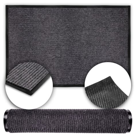 Felpudo, tapete para zapatos, a rayas, gris, para uso exterior, 90 x 150 cm (1/5)