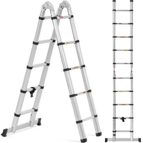 Escalera telescópica plegable de aluminio de 12 peldaños, 0,85-1,85/3,8 m (1/5)