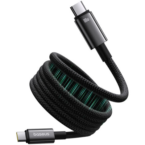 Cable de tungsteno dorado con organizador magnético USB-C de 100 W y 1 m, color negro (1/5)