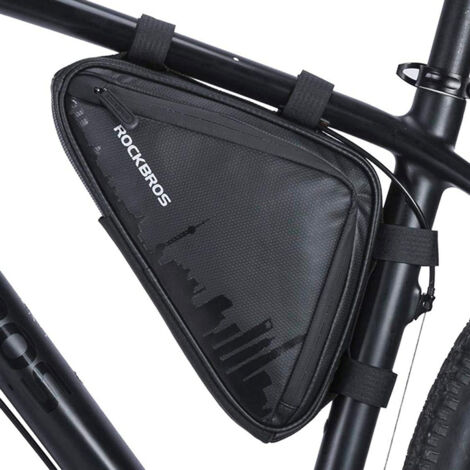 Bolsa impermeable para bicicleta con cierre de velcro para fijarla al cuadro, color negro. (1/5)
