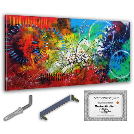 Monica Mirafiori  100% pintado a mano  Cuadro "Esperanza" 140x70cm  Pintura pintada a mano  Pintura acrílica  Cuadro acrílico de gran formato  Arte moderno  Láminas artísticas (1/5)