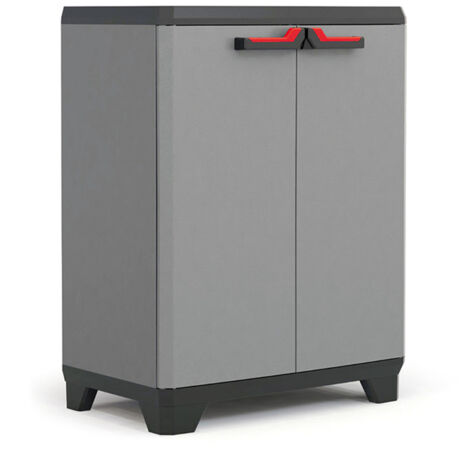 KETER Armario Stilo BajoAmario Bajo de almacenajeResina2 Puertas y 1 balda Regulable en AlturaColor Gris/Negro90 x 68 x 39 cm