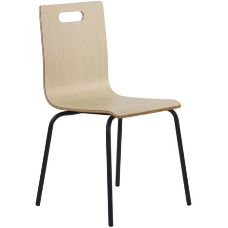 Silla de madera contrachapada natural con estructura negra. Modelo: werdi A. (1/5)