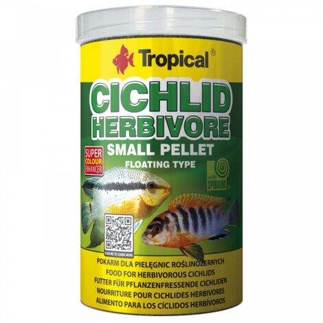 Alimento pequeño para cíclidos tropicales herbívoros, 250 ml/90 g