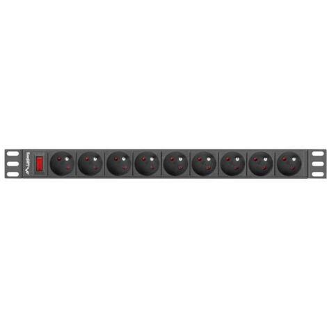 Regleta de alimentación Lanberg para montaje en rack 1U 16A PDU 19" 9x PL 3m negra (1/4)