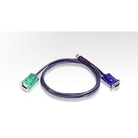 Cable KVM USB para PC a conmutador HD de Aten, 1,8 m, VGA, negro, macho-macho, 2L-5202U (1/5)