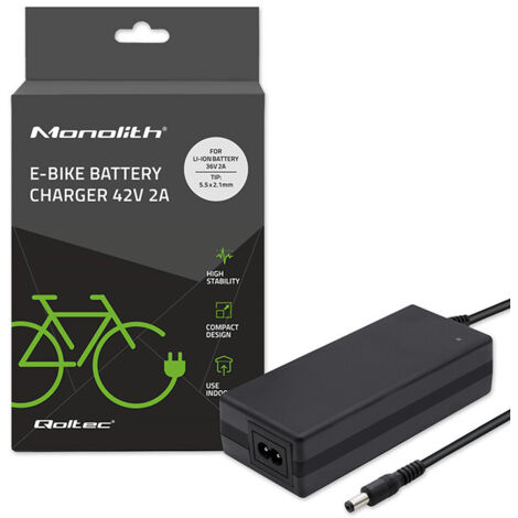 Qoltec 50760 cargador para baterías de bicicletas eléctricas 36v 42v 2a 5,52,1 (1/5)
