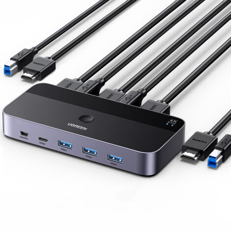 Conmutador KVM Ugreen 2 en 1 HDMI USB-A USB-B USB-C micro 4K 2X (1/5)