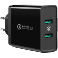 Cargador de pared para teléfono 2x USB-A 36W QC3.0 - negro