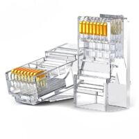 Conector RJ45 8P8C Cat 6 con punta transparente, juego de 100 unidades.