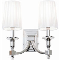 Endon Domina - Lámpara de pared con forma de vela para interiores, níquel con pantallas plisadas blancas, E14