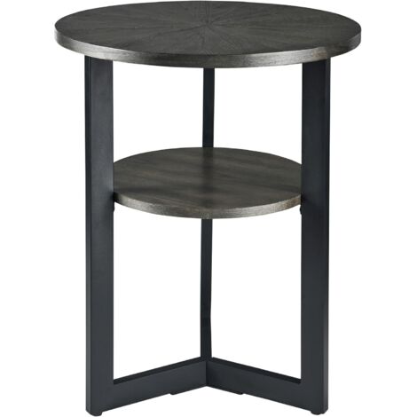 Padma House Massivholz Beistelltisch Rund, Kleiner Tisch, Couchtisch klein, Wohnzimmertisch, Stauraum für Wohnzimmer Schlafzimmer, Nachttisch Modern, Coach-Tisch BZ1338BK