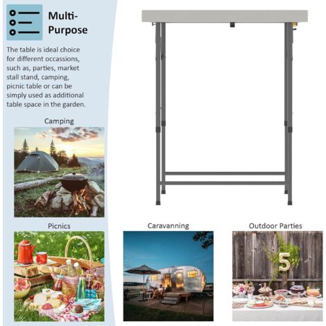 Home Vida Table pliante de 1,2 m très résistante pour camping, buffet, mariage, marché, jardin, fête, voiture, stand de pique-nique, tréteau intérieur ou extérieur pliable