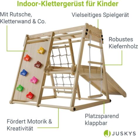 HOMASIS Triangle D’Escalade Montessori + Toboggan – Aire De Jeux Intérieure Bois Enfants 1+ Ans, Capacité 60 Kg (Blanc)