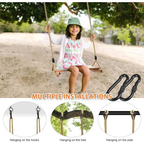 Balançoire Suspendue en Bois pour Adultes et Enfants - Siège de Jeu Intérieur/Extérieur Balançoire Suspendue en Bois pour Adultes et Enfants - Siège de Jeu Intérieur/Extérieur