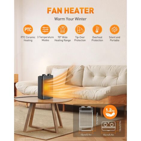 Radiateur Soufflant Rustif 1500W - Chauffage - Céramique - Économie d' énergie - 3