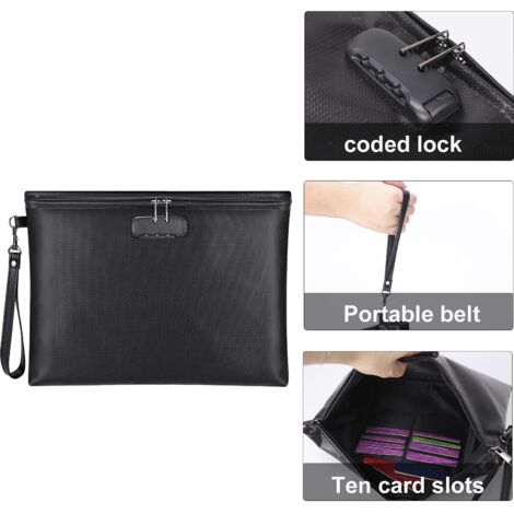 Pochette De Sécurité Avec Code - Porte-Documents A4 Fermeture Éclair, Serrure à Combinaison Réglable