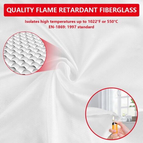 Lot de 4 Couvertures d'urgence ignifuges, protection ignifuge et isolation thermique, pour cuisine, cheminée, barbecue, voiture, camping, blanc