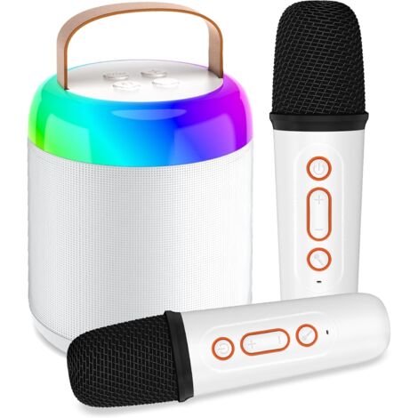 Micro Enfant Karaoké Karaoké Portable Pour Enfants Avec 2 Micros Sans Fil - Lumières LED, Connexion Bluetooth/AUX - Cadeau Anniversaire 3-12 Ans Enceinte Micro Enfant