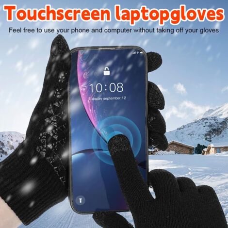 Gants Thermiques D'hiver Homme/femme – Noirs – Écran Tactile, Coupe-vent, Antidérapant