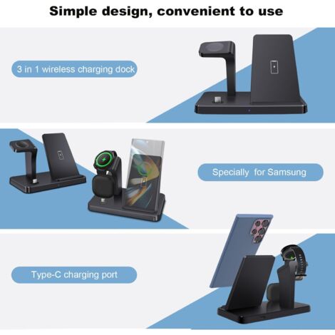 2 en 1 chargeur - Station de Charge rapide 2 en 1, support de chargeur sans fil Qi 20W, pour