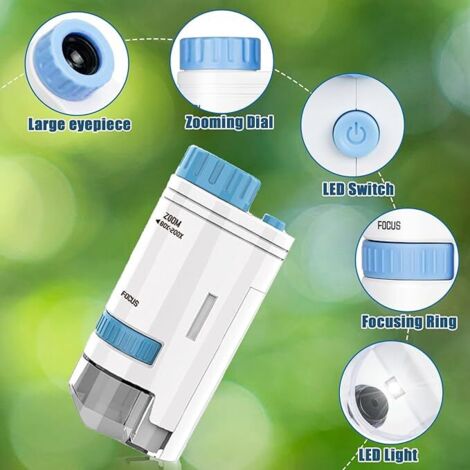 Microscope Portable 120x Microscopes De Poche Avec LED Cadeaux éducatifs Enfants et Étudiants