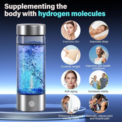 Bouteille D'eau Hydrogène Aqua Vital - Générateur SPE-PEM Ionisé H2 - 16 Oz/420 Ml - Neuf