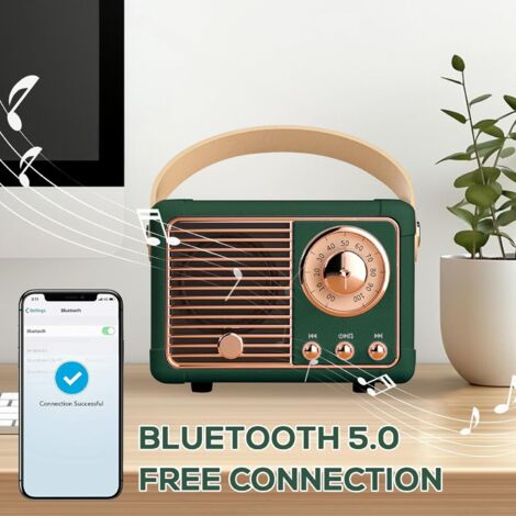 Poste Radio Vintage Radio Portable, Radio Vintage Bluetooth FM/AM/(MW)/SW, Design En Bois Classique Retro Radio Bluetooth, Prise En Charge De La Carte TF/AUX/USB/Haut-Parleur 5W Radio Vintage Koenig