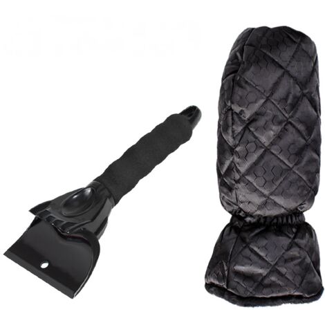 Huiguli Grattoir à Glace avec Gant, Grattoir Pare Brise Voiture avec Doublure en Chaud, Gant pour Pare-Brise de Voiture, Grattoirs à Neige pour Hiver Outil de Pelle à Neig, Noir