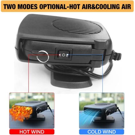 Chauffage Voiture 12V 120W 2 En 1 - Chauffage Et Ventilateur - Pivotant 360°, Branchement Allume-cigare - Pour Voiture, Camping-car