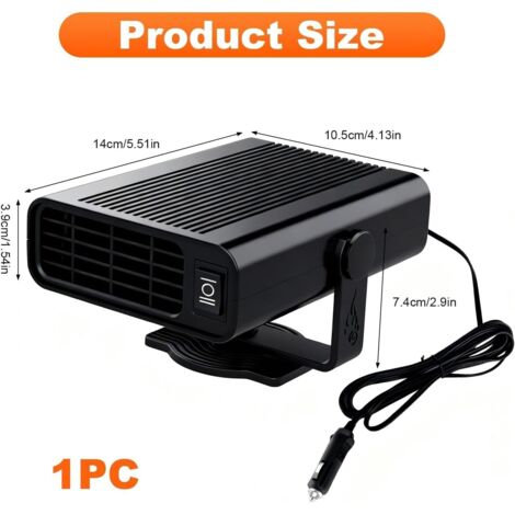 Chauffage Voiture 12V Noir, Dégivreur Pare-Brise Et Anti-Buée 2 En 1