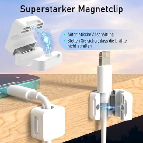 Lot De 8 Clips Magnétiques Pour Câbles, Support De Cordon Reglable Pour La Gestion Sous Le Bureau Organisateur Adhesif Pour Cables De Chargeur~p130857072