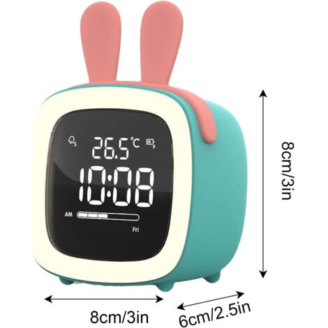 Réveil Veilleuse En Forme De Lapin, Réveil Avec Lampe Animal Arc-en-ciel, Horloge De Chevet Rechargeable, Veilleuse à Minuterie Créative, Réveil Lapin Avec Veilleuse, Réveil Animal Mignon