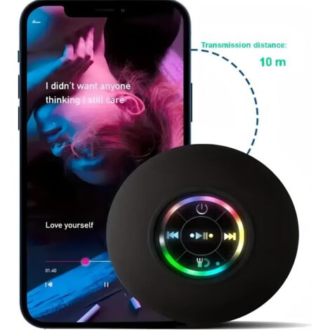 Enceinte Douche 20W Bluetooth 5.4 Étanche IPX7 Ventouse - RGB LED Autonomie 24H Pour Salle De Bain Plage