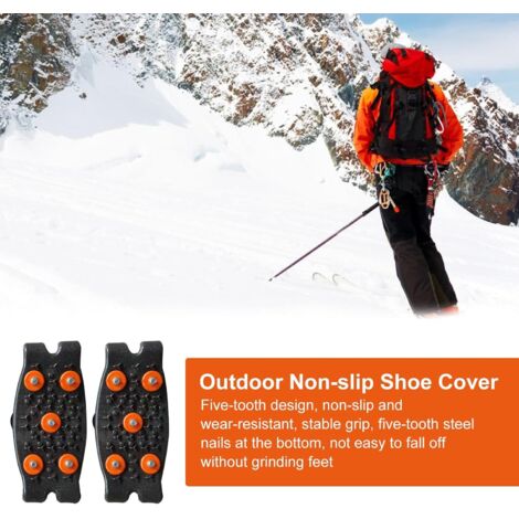 Crampons Antidérapants Pour Chaussures – Lot De 2 – Acier Inoxydable – Réglables Taille 35-48 – Pour Randonnée Hivernale, Glace, Alpinisme