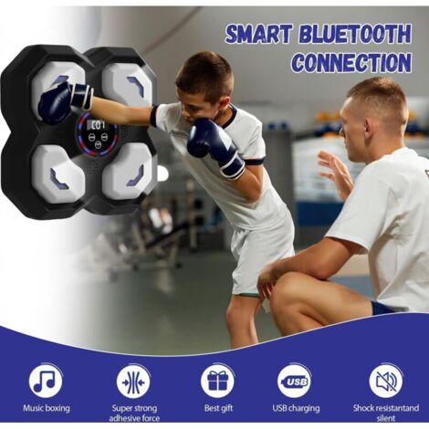 YORWHIN Machine De Boxe Musicale Enfant Bluetooth – Murale Avec LED, Gants Inclus, Idéal Pour S'entraîner En Musique (Noir)