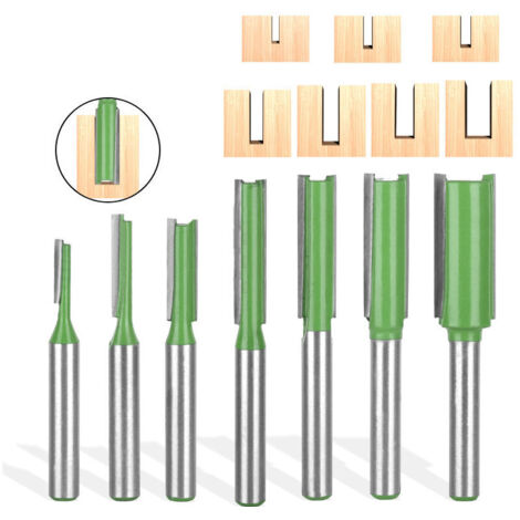 7 Pièces Fraise Droite Defonceuse, Routeur Droite à Simple Duble Flûte à Bois, fraise defonceuse 6mm, pour Bois Carbure de TungstèNe Outil de Travail Du Bois