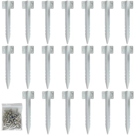 Lot de 10 supports de traverses en métal galvanisé – Fixations pour bordures de jardin – 415mm x 118mm – Installation rapide avec vis fournies