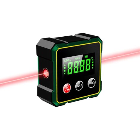 Détecteur d'angle numérique – Rapporteur d'angle numérique magnétique puissant laser 4 côtés, jauge biseautée, règle d'angle de tendance, outil de localisation d'angle de niveau à bulle, outil de
