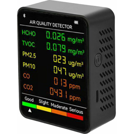 6 en 1 PM2.5 PM10 HCHO TVOC CO CO2 détecteur de qualité de l'air multifonctionnel CO dioxyde de carbone moniteur de formaldéhyde (1/5)