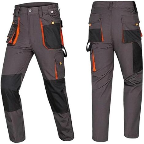 Pantalon de jardinage homme bicolore – Résistant à l'usure et respirant – Multi-poches pour randonnée et escalade – Taille L
