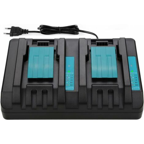 Chargeur double port rapide 14,4 V 18 V 4 A – Compatible avec batteries Li-ion Makita BL1850 BL1840 – Protection contre surchauffe